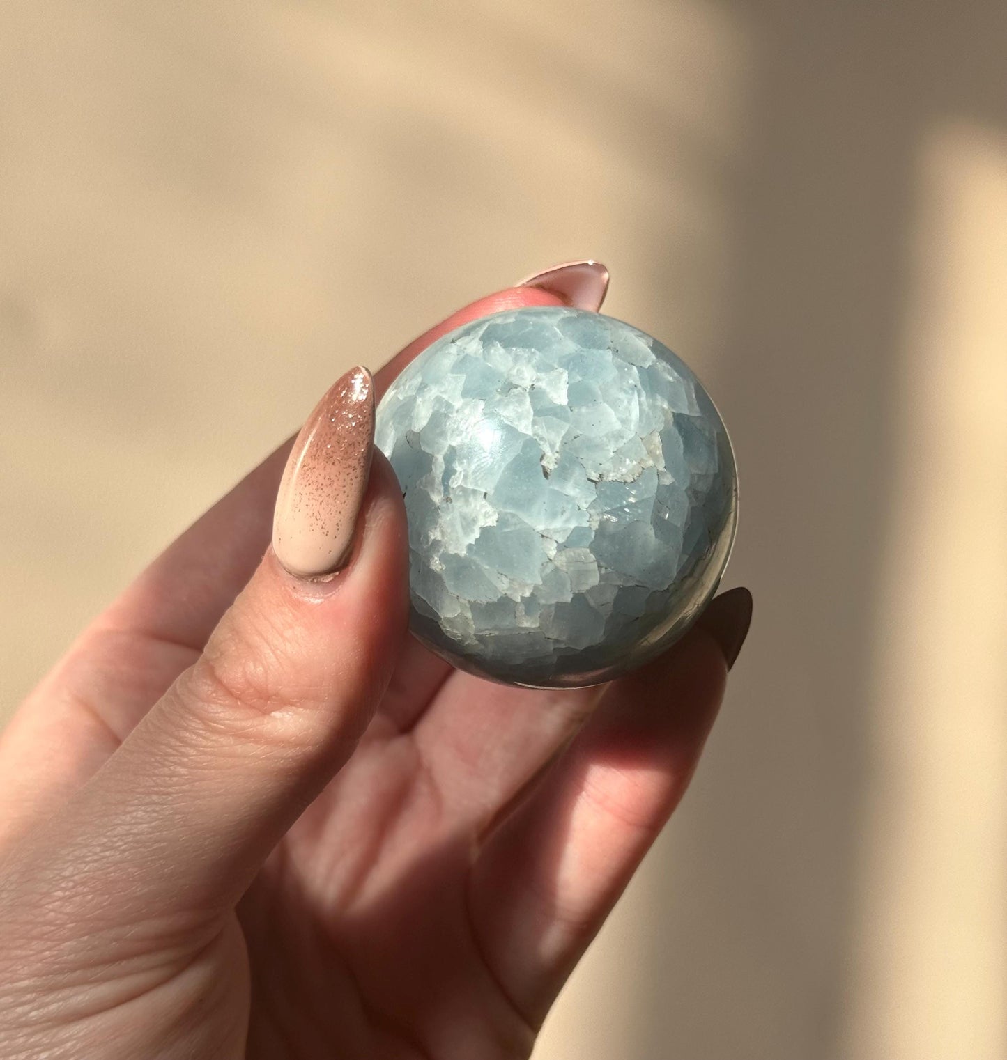 Beautiful Blue Calcite Sphere | 40mm Blue Calcite Crystal Ball