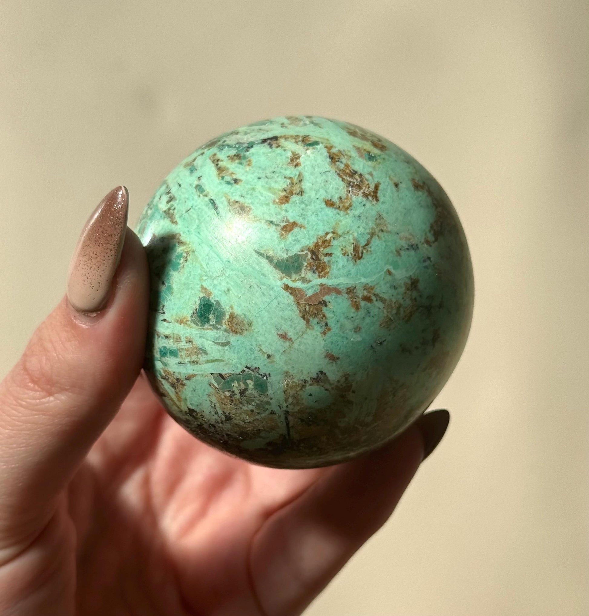 Beautiful Chrysocolla Sphere from South Africa | 70mm Chrysocolla Crystal Ball