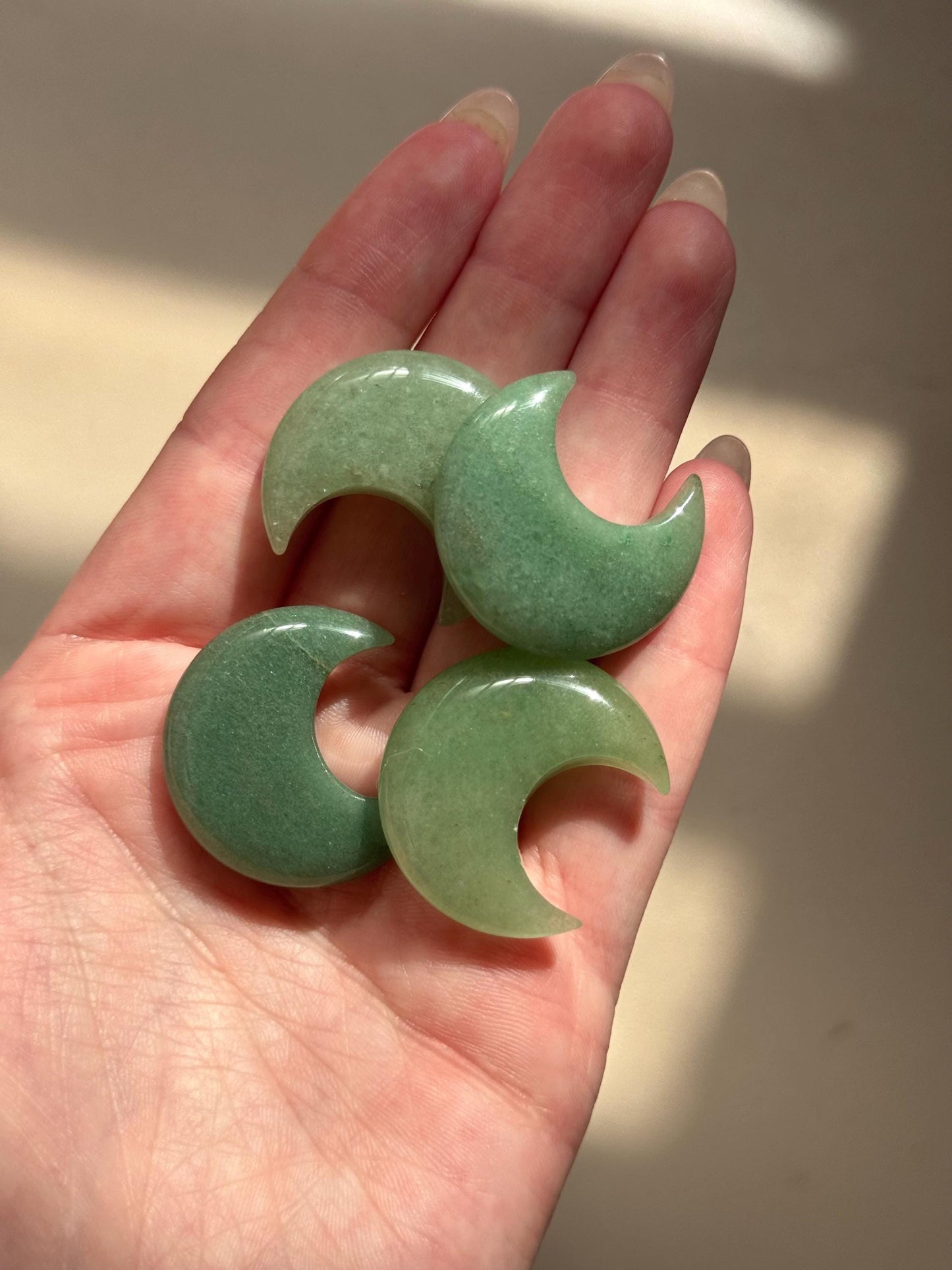 Beautiful Green Aventurine Crescent Moon Carvings | (1) One Green Aventurine Crescent Moon