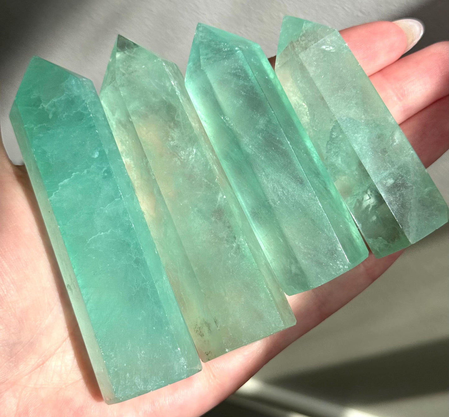 Beautiful Green Lake Fluorite Towers | One (1) Green Fluorite Obelisk