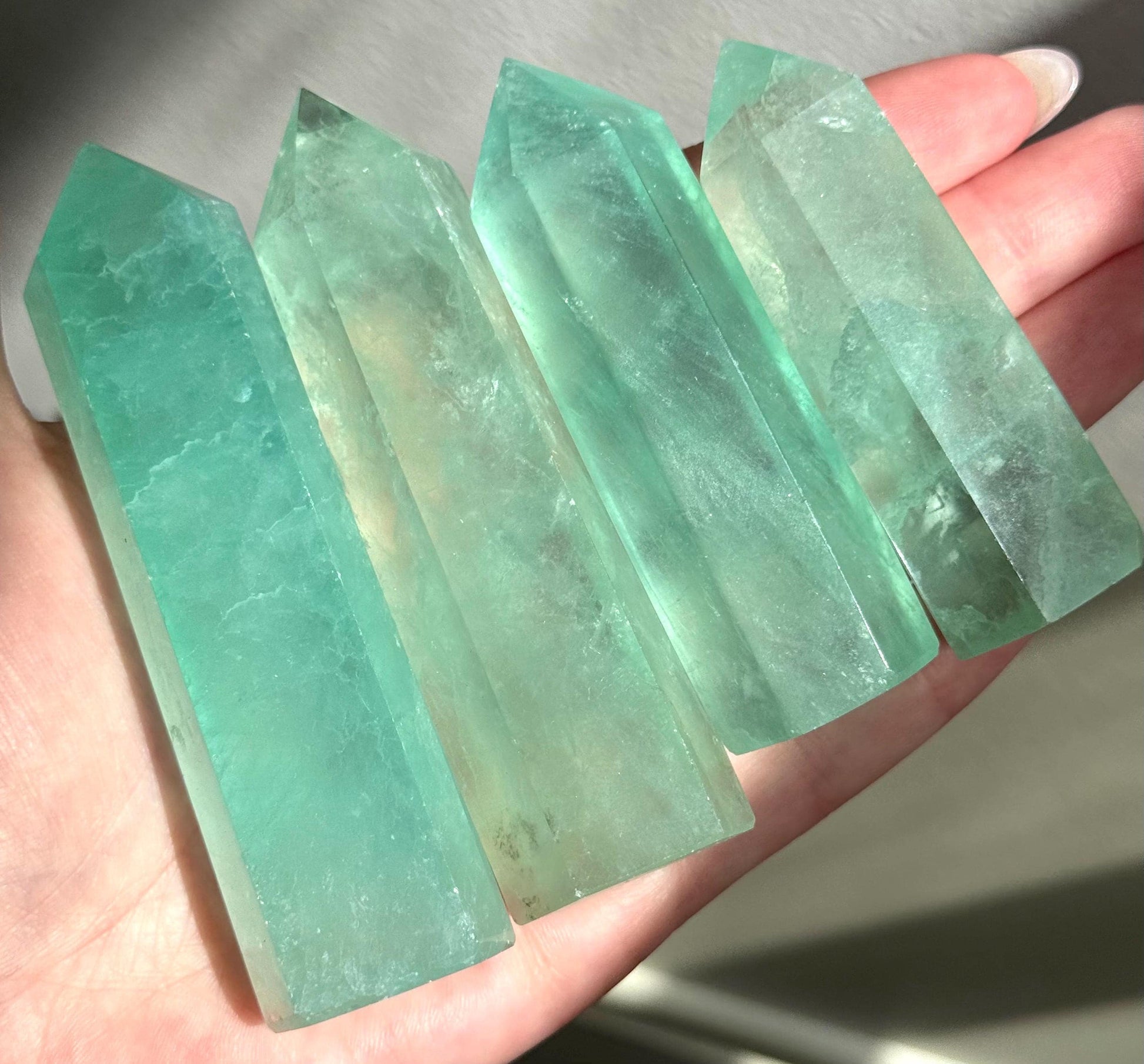 Beautiful Green Lake Fluorite Towers | One (1) Green Fluorite Obelisk