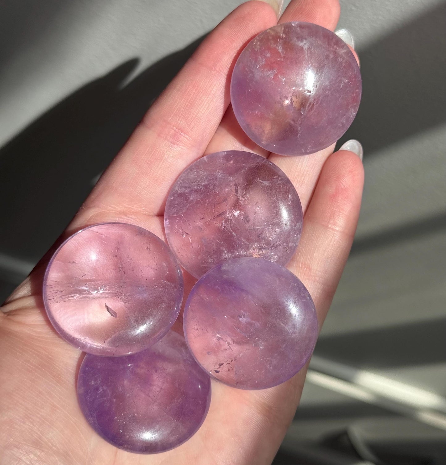 High Quality Amethyst Rounds | Amethyst Medallion Carvings Pocket Stone