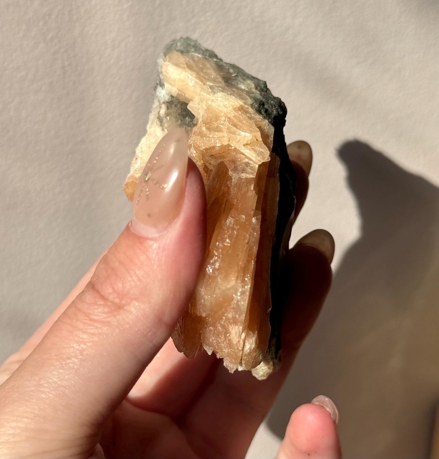 Beautiful Druzy Blue Chalcedony with Peach Stillbites Cluster from India