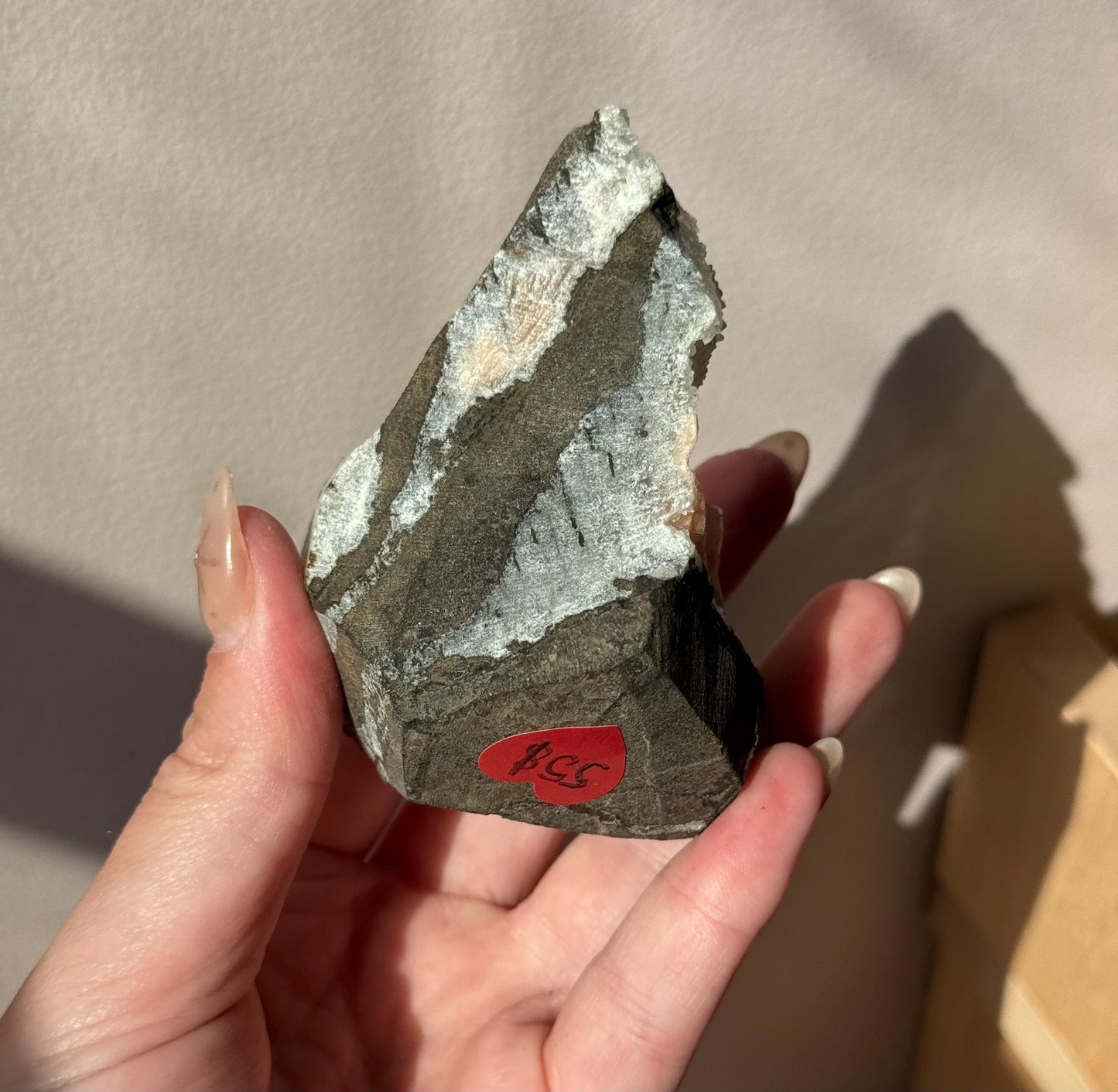 Beautiful Druzy Blue Chalcedony with Peach Stillbites Cluster from India