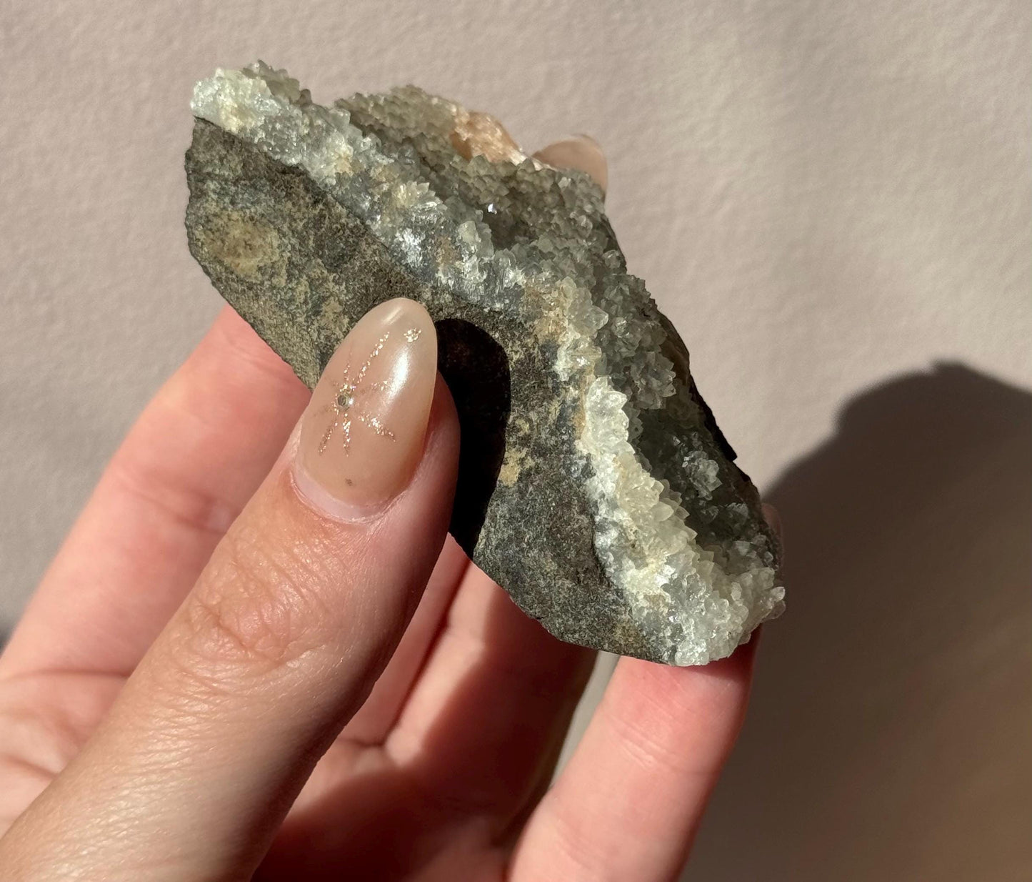 Beautiful Druzy Blue Chalcedony with Peach Stillbites Cluster from India