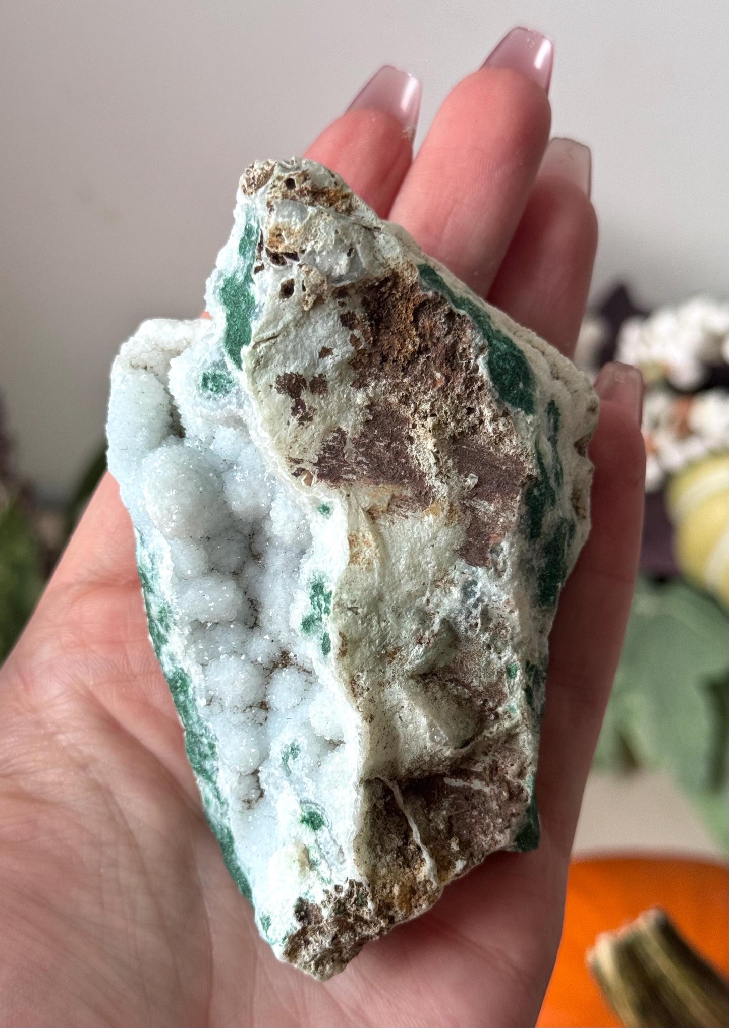 Gorgeous Malachite with Druzy Chalcedony & Quartz from Congo | Malachite Chalcedony Quartz