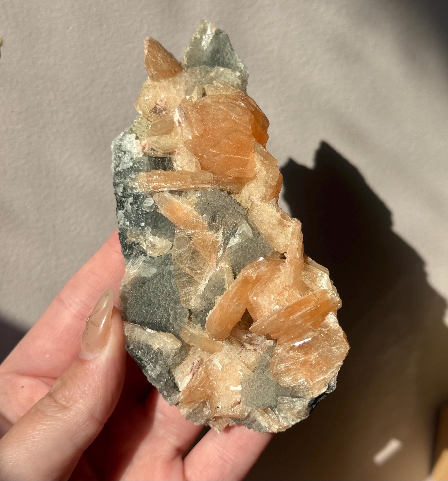 Beautiful Druzy Blue Chalcedony with Peach Stillbites Cluster from India