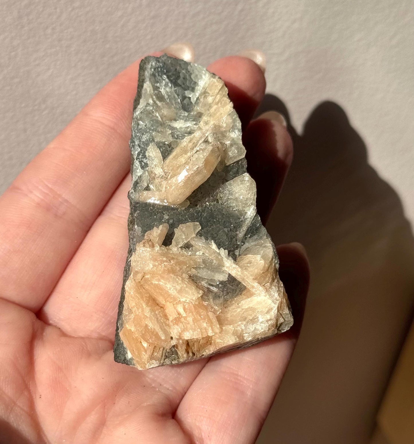 Beautiful Druzy Blue Chalcedony with Peach Stillbites Cluster from India