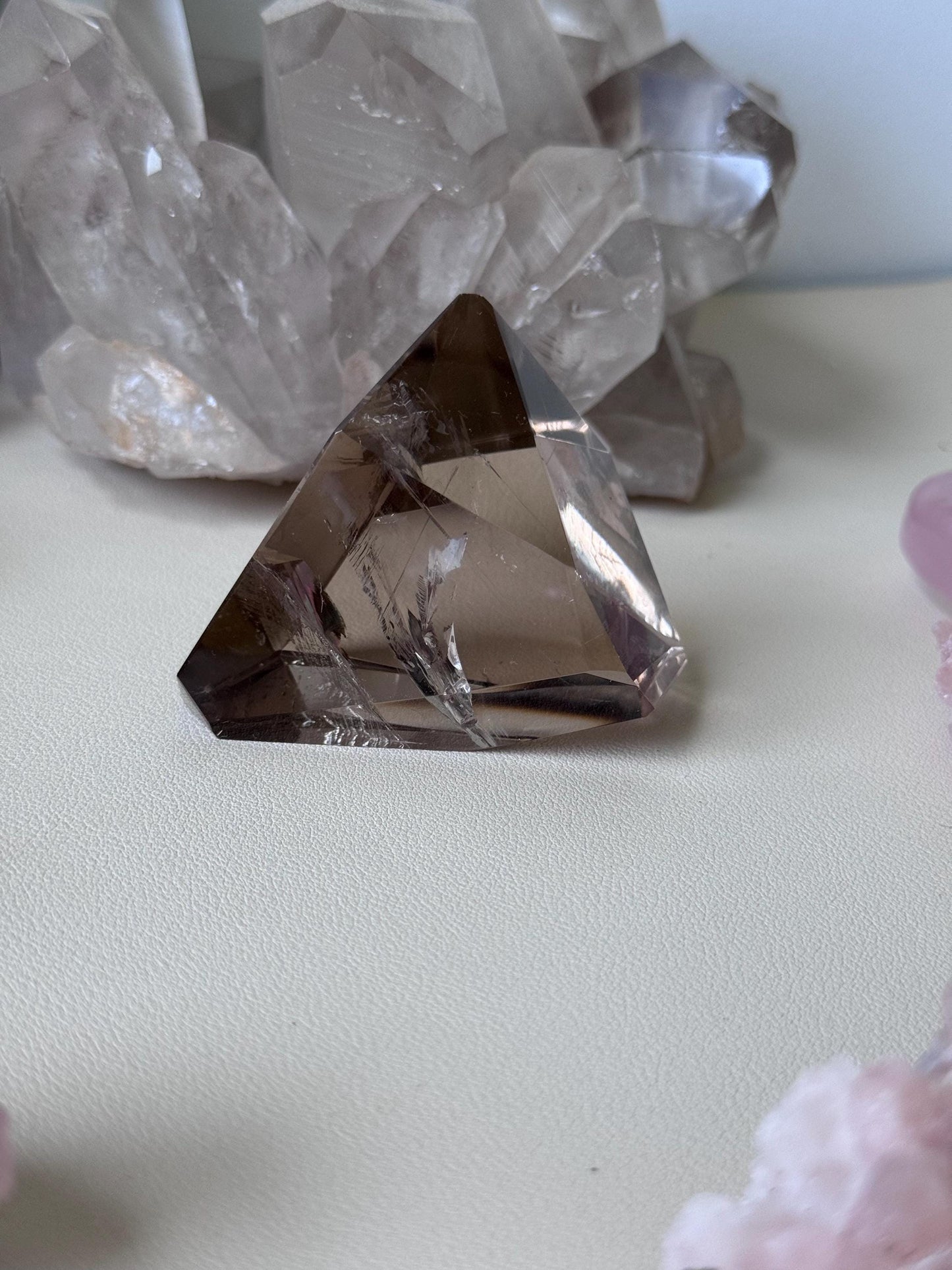 Beautiful Smoky Quartz Freeform with Rainbow | Polished Smokey Quartz Carving