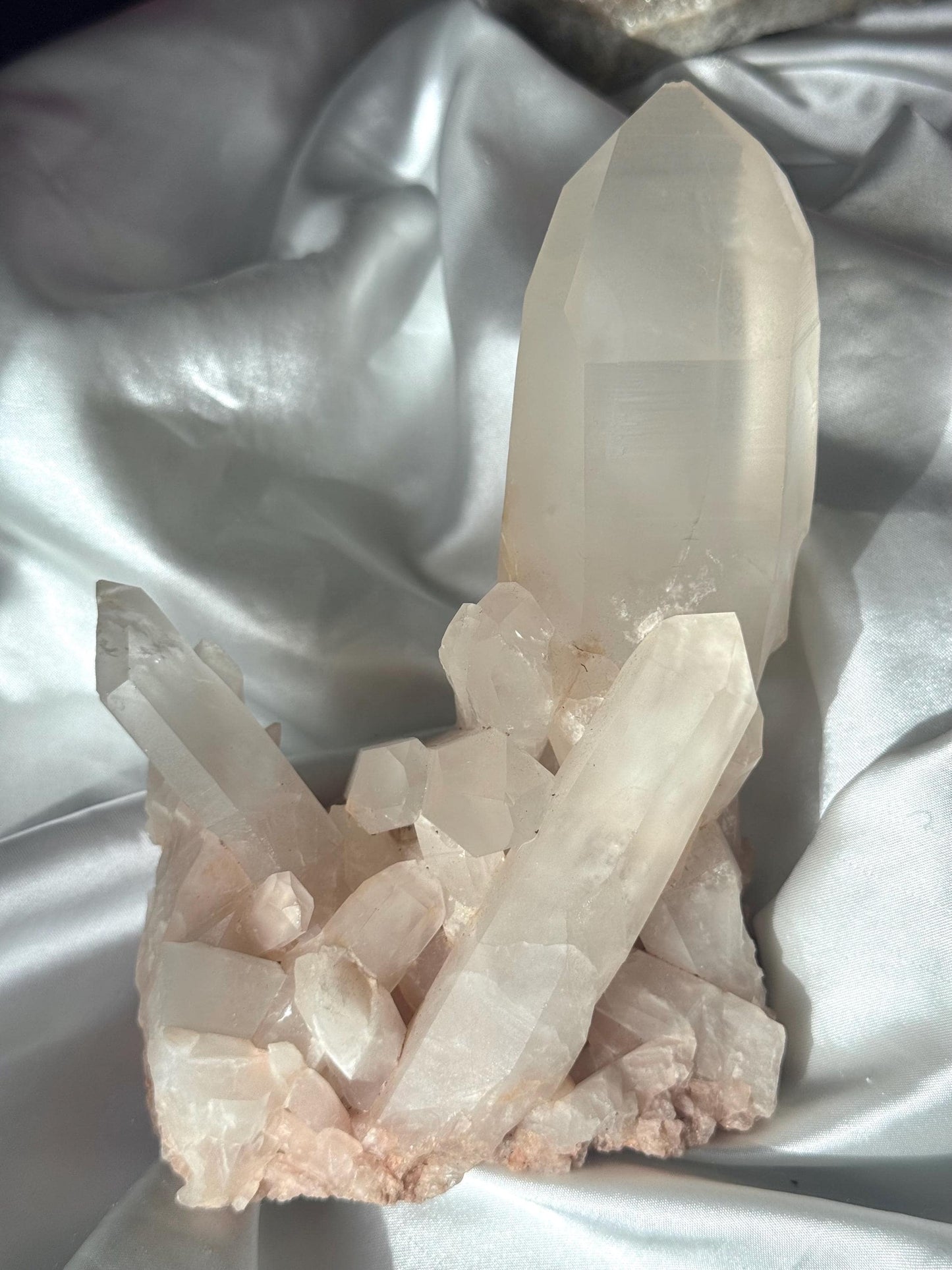 Beautiful Clear Quartz Cluster with Large Point | Raw Clear Quartz Points