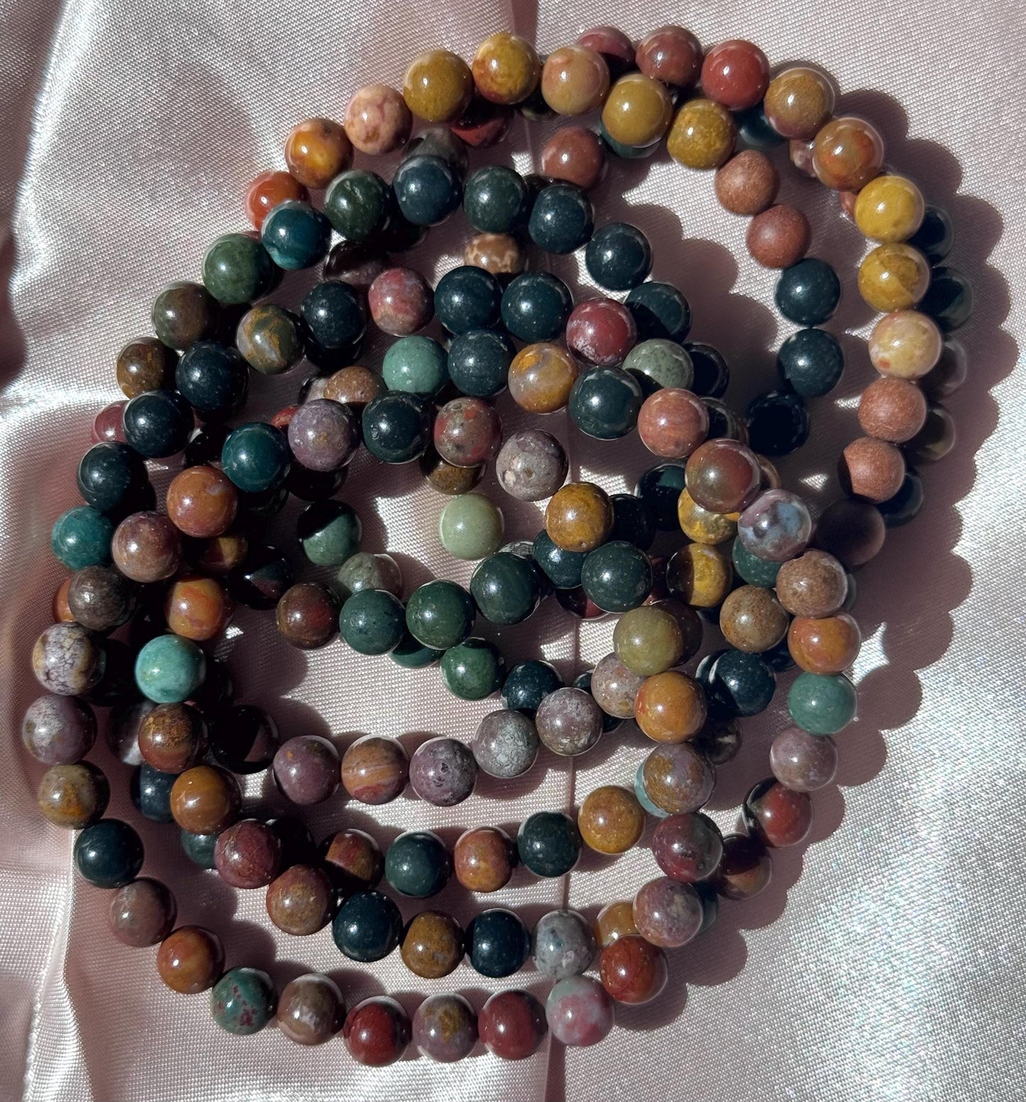 Beautiful Polychrome Jasper Beaded Bracelet | One (1) 6mm Polychrome Jasper