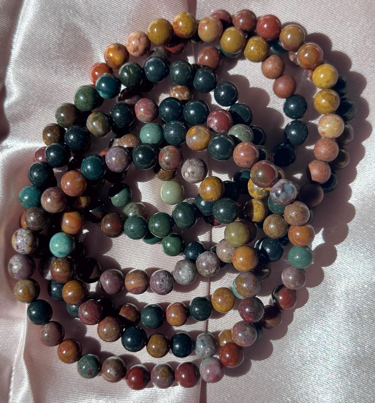 Beautiful Polychrome Jasper Beaded Bracelet | One (1) 6mm Polychrome Jasper