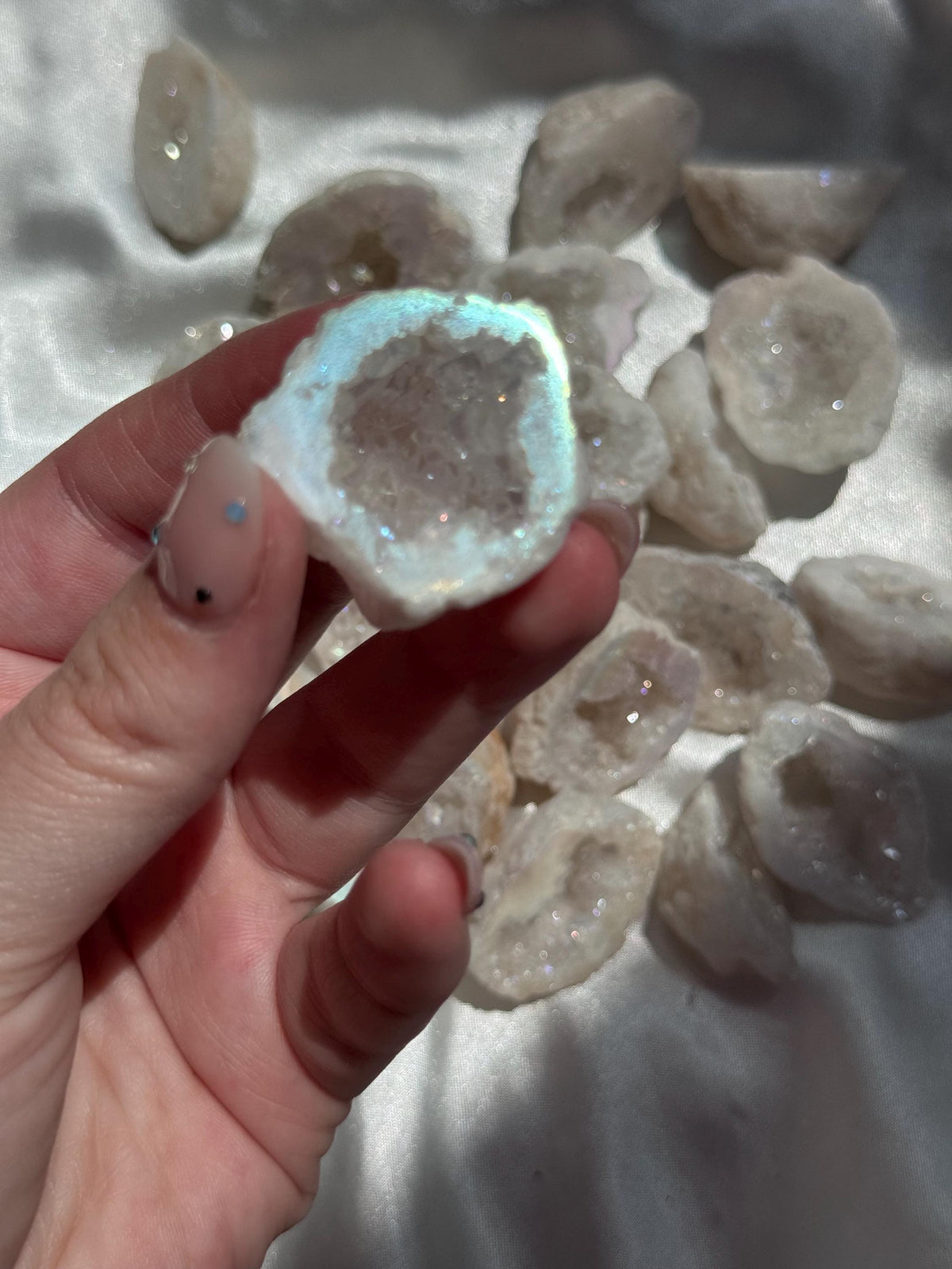 ONE (1) Angel Aura Quartz Geode from Moroccan Quartz Geode Intuitively Chosen