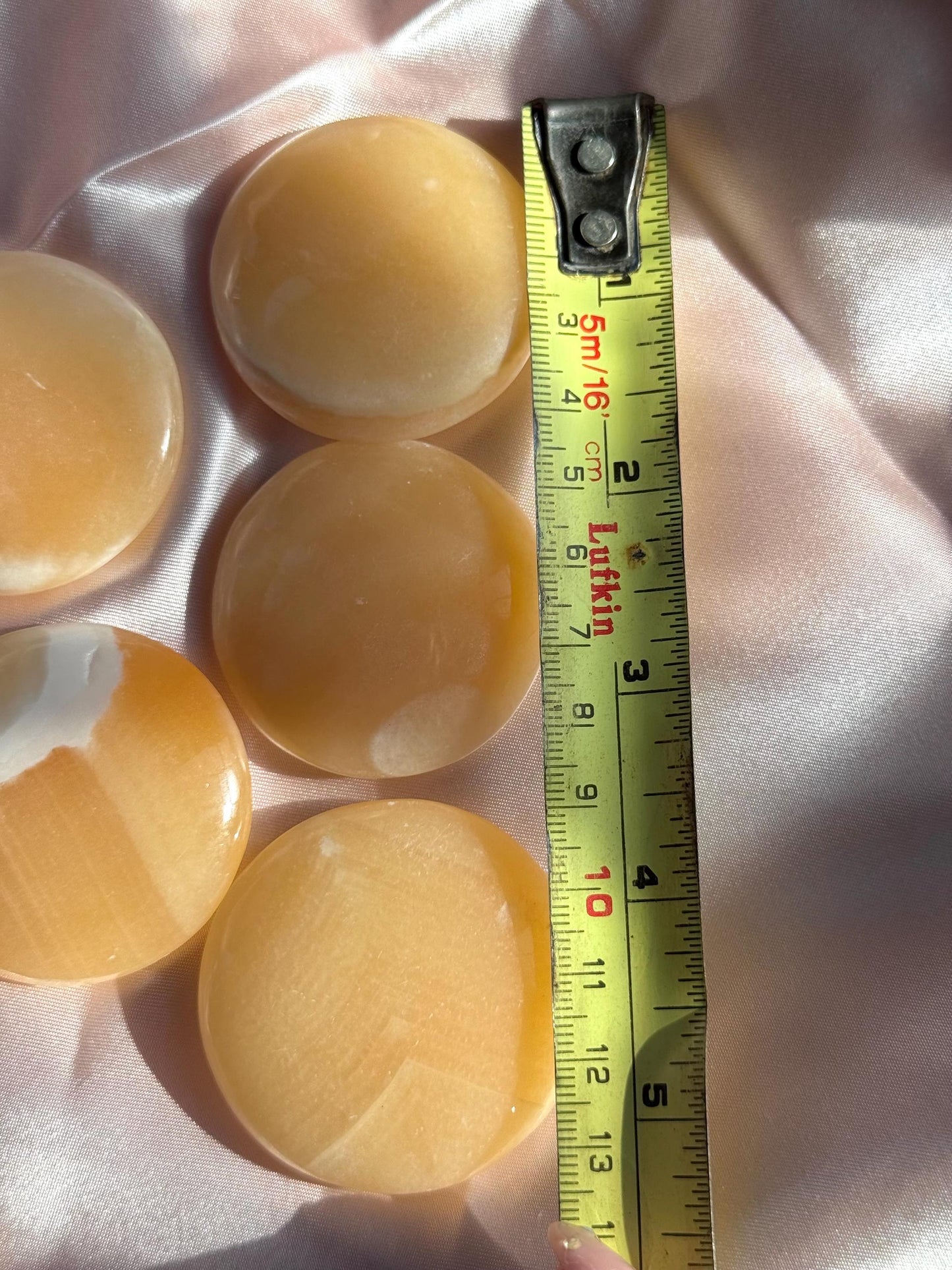 Beautiful Orange Calcite Rount Flat Stones | Orange Calcite Worry Stone Calcite Coins