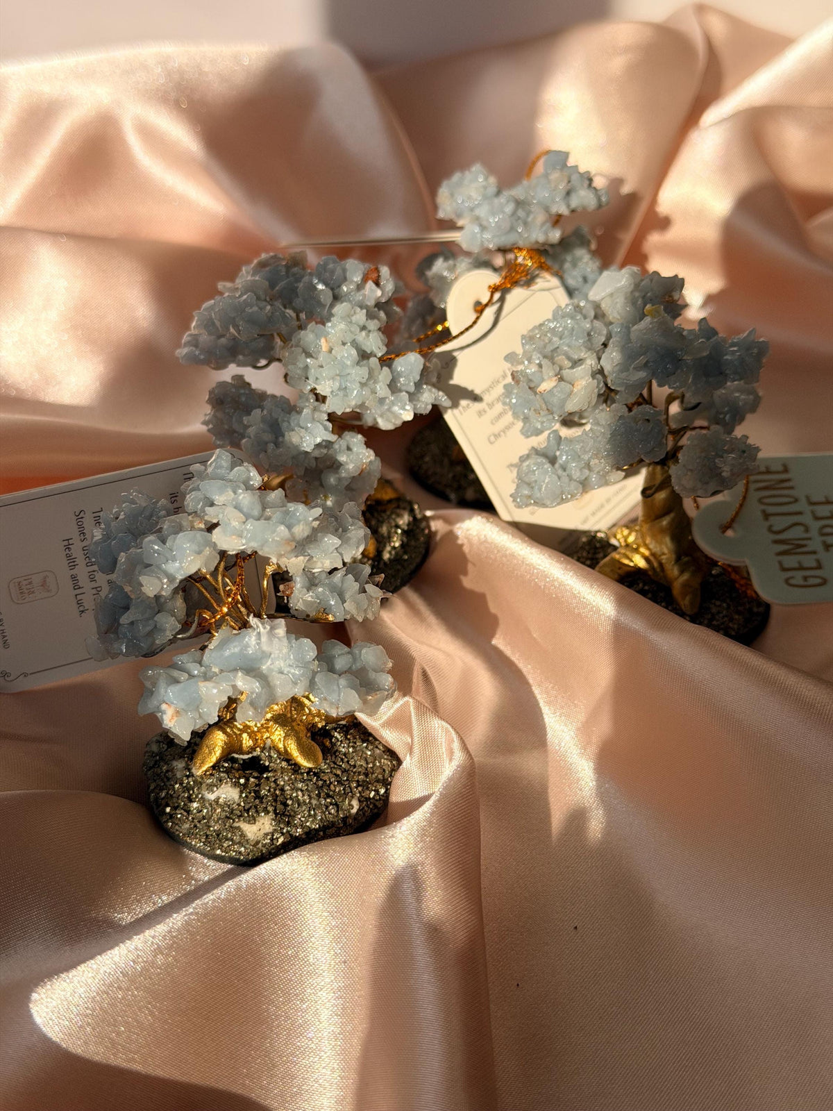 Beautiful Angelite Tree with Pyrite Base | One Intuitively Chosen Angelite Tree