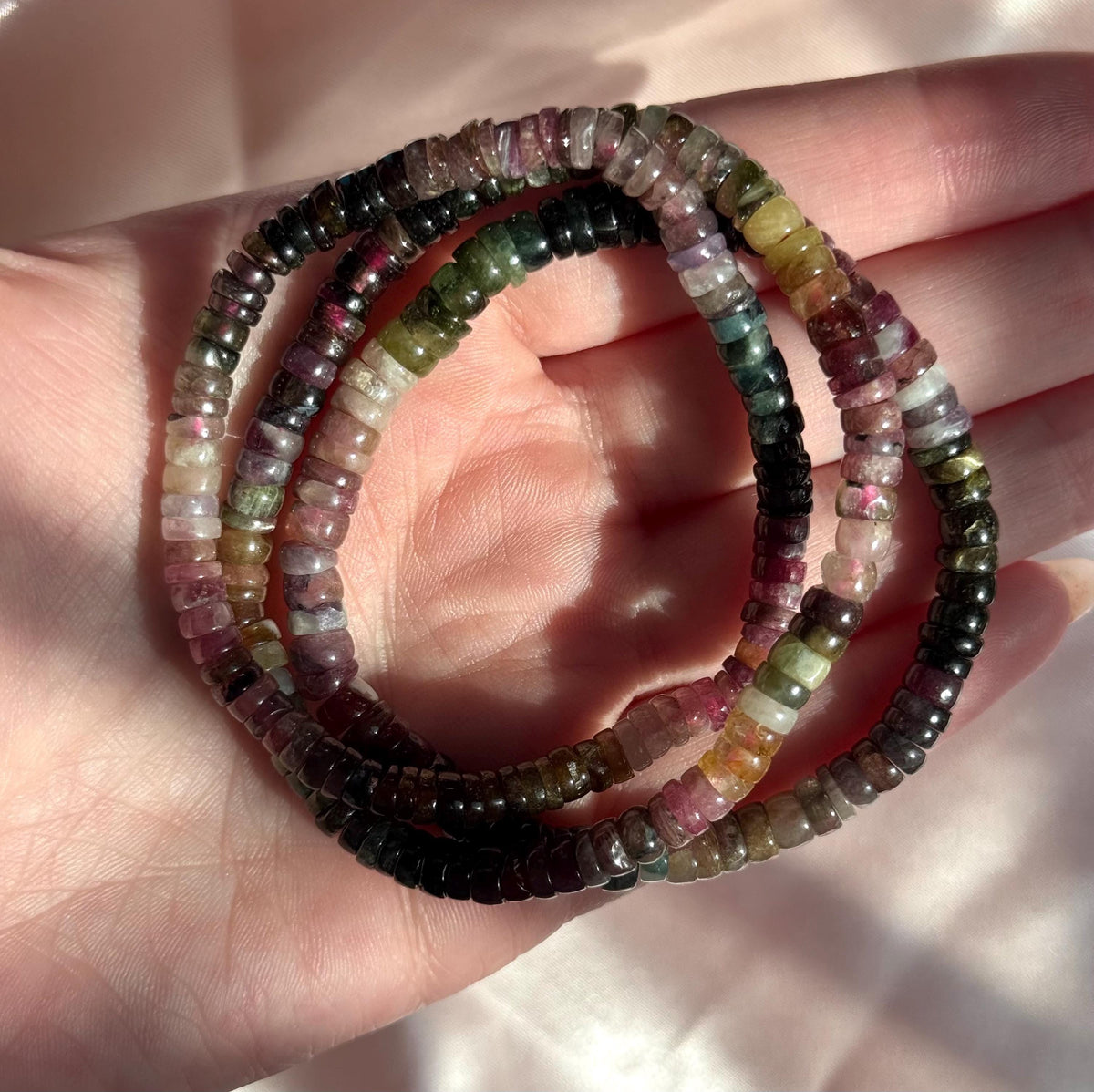 Stunning Watermelon Tourmaline Beaded Bracelets | Rainbow Tourmaline Bracelet