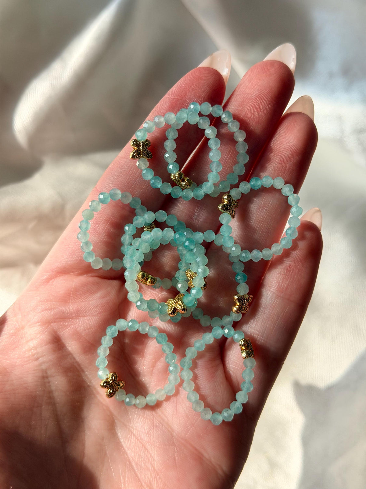 Beautiful Amazonite Beaded Rings | One (1) Amazonite Ring | Gemstone Ring | Crystal Beaded Rings
