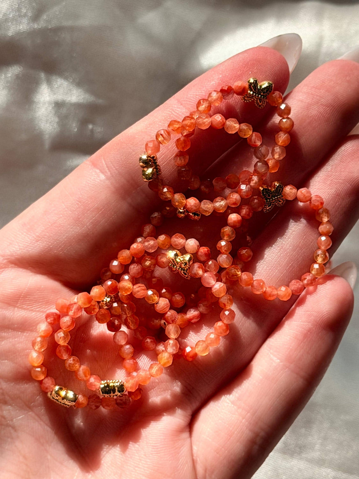 Beautiful Sunstone Beaded Ring | Sunstone Ring | Crystal Beaded Rings | Sunstone Bead Ring