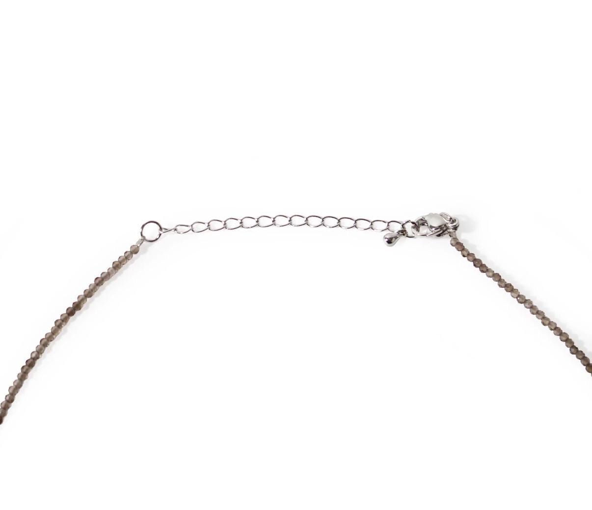 Beautiful Smoky Quartz Necklace | 3mm Smokey Quartz Beaded Necklace Adjustable