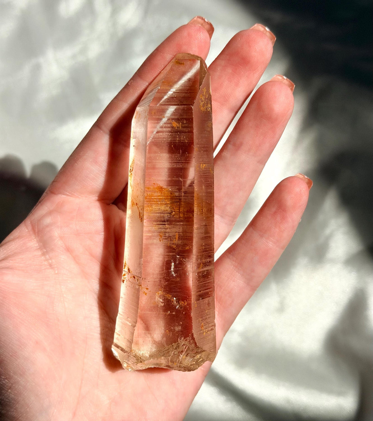 Beautiful Clear Quartz Point from Congo with Iron Inclusions | High Quality Quartz Generator