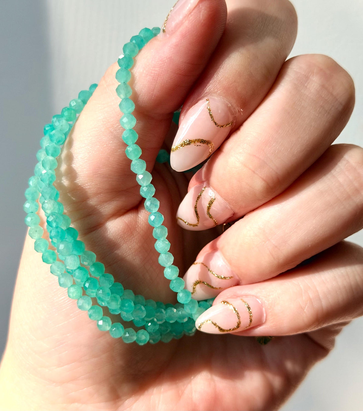 Adjustable Amazonite Bracelet | 2mm Genuine Gemstone Beaded Bracelet | Dainty Crystal Jewelry | Minimalist Healing Gift for Women