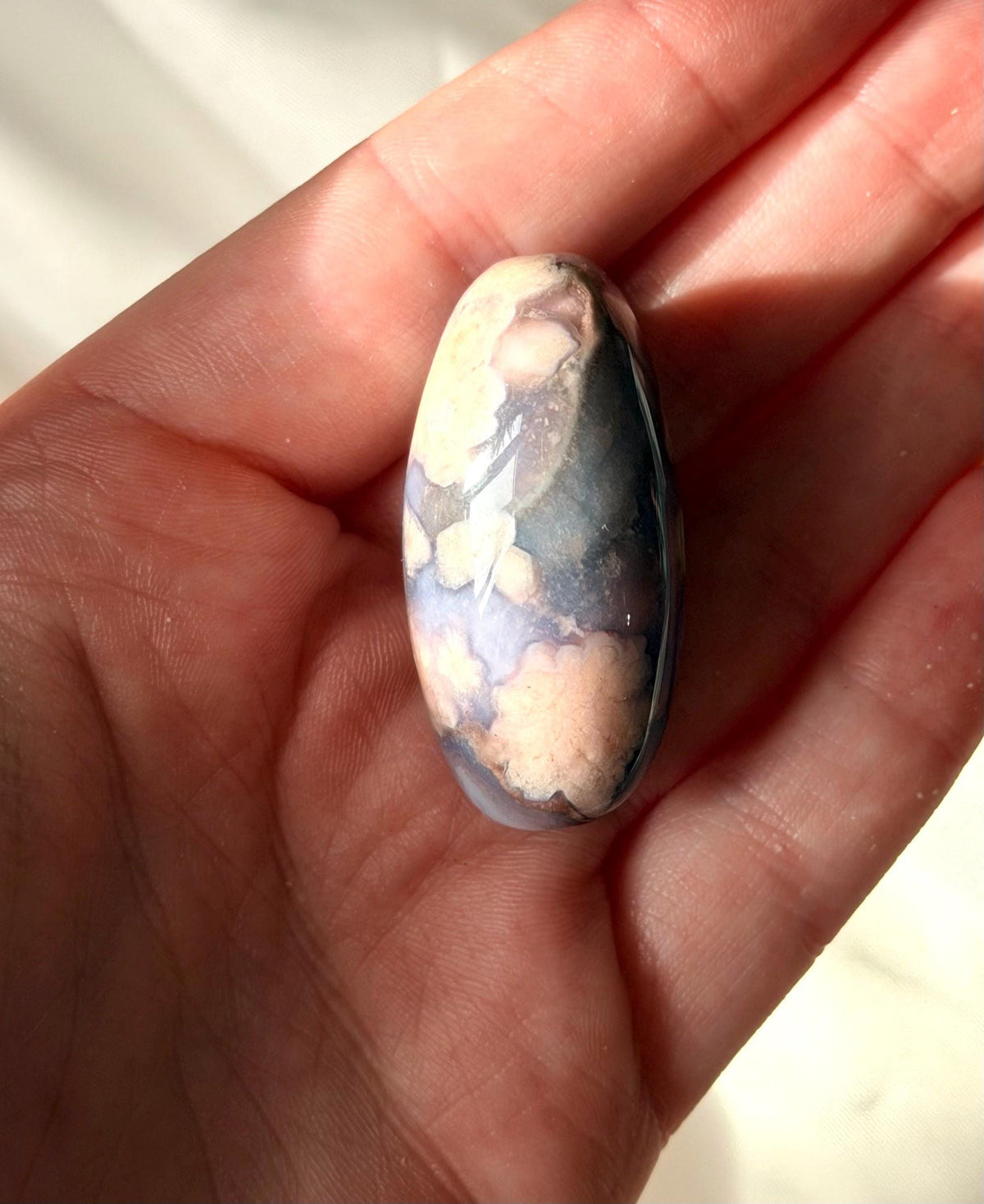 Blue Flower Agate Lingam Stone | Blue Flower Agate Shiva | Polished Crystal | Meditation Stone