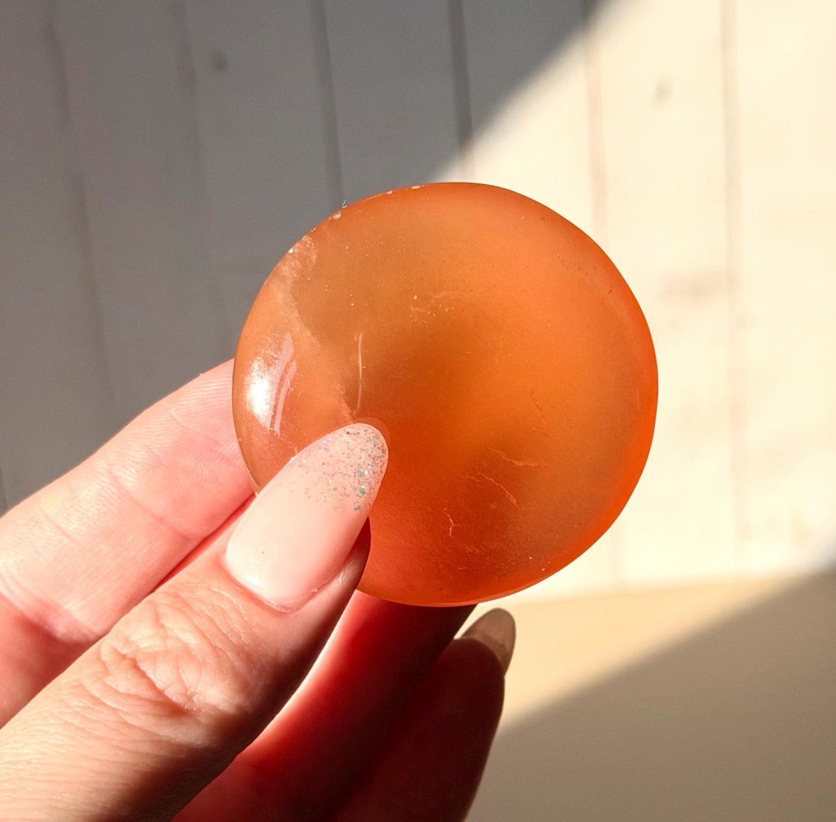 High Quality Honey Calcite Coins from Pakistan | Polished Honey Calcite Palm Stones | Honey Calcite Round Flat