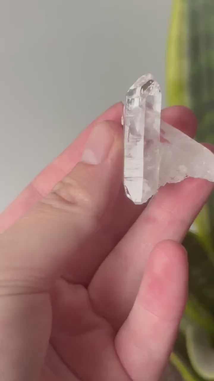 Beautiful Cross Twin Lemurian Quartz Points from Brazil | Lemurian Twin Castle