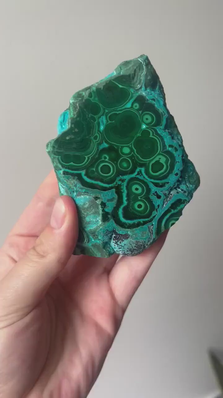 Gorgeous Chrysocolla Malachite Semi-Polished Specimen | Malachola Specimen Raw Semi Polished