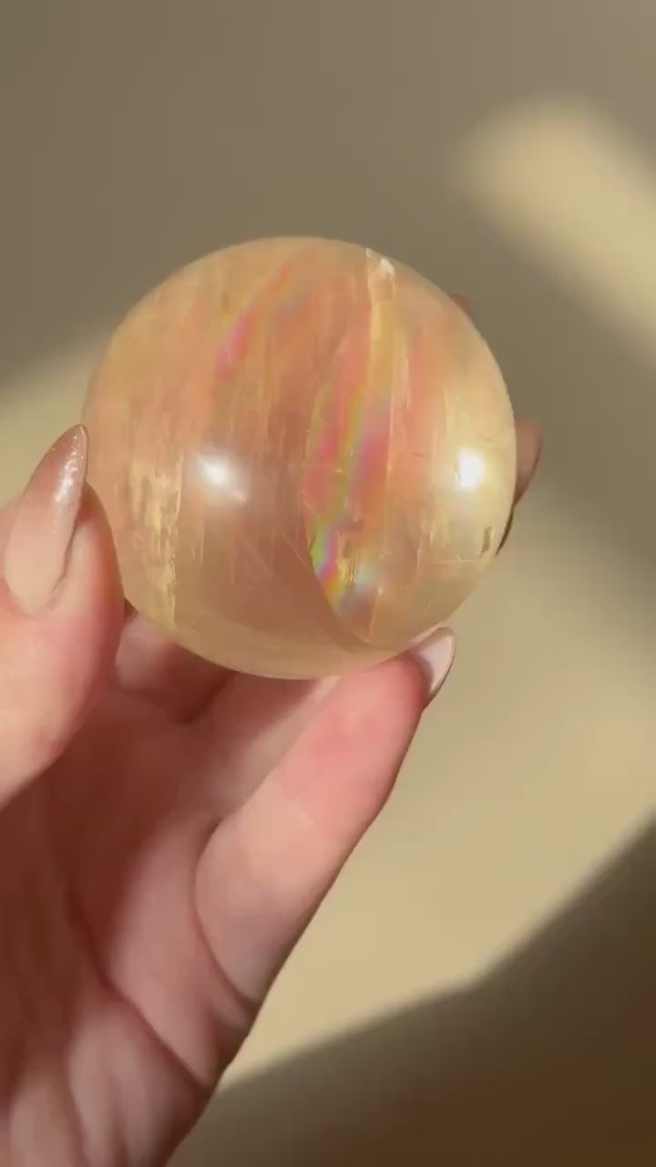Gorgeous High Quality Optical Honey Calcite Sphere | 60mm Optical Calcite Ball