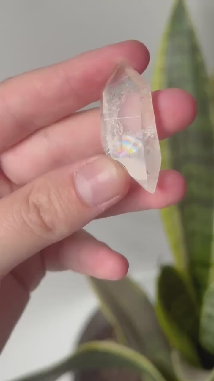 Beautiful Double Terminated Lemurian Quartz Point from Colombia with Rainbow