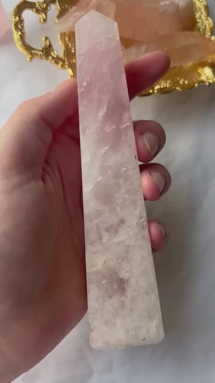 Rose Quartz Obelisk | Large Rose Quartz Tower from Mozambique