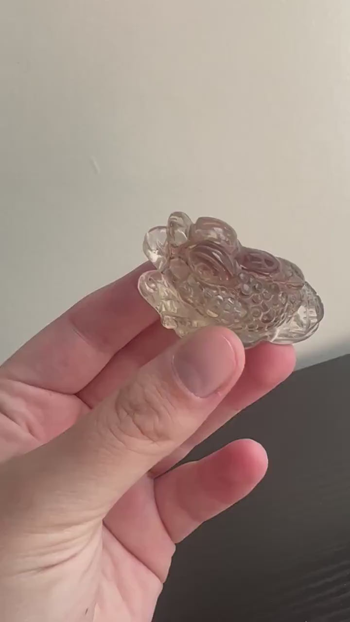 Natural Citrine Money Toads | Hand Carved Feng Shui Jin Chan