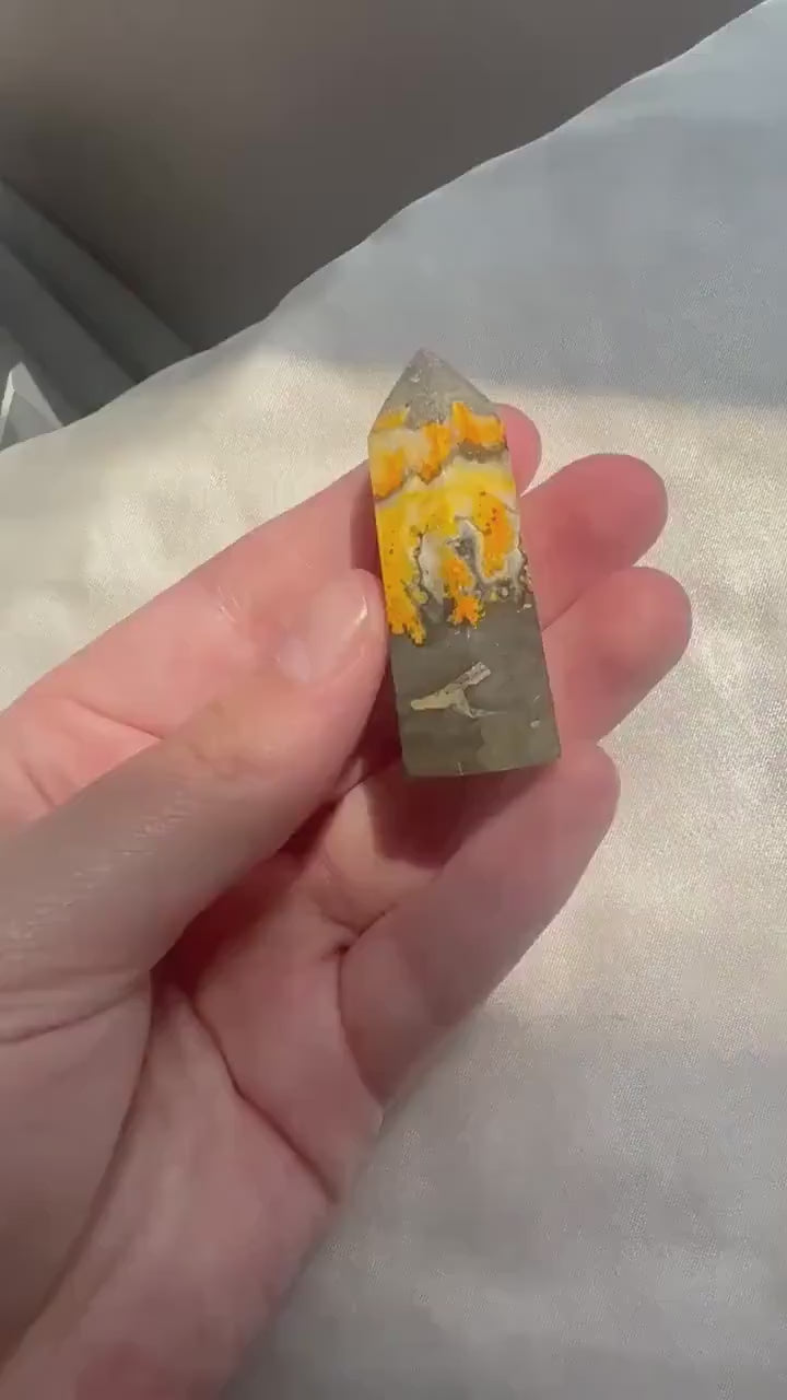 Mini Bumblebee Jasper Tower Carving | Small Bumble Bee Jasper Point