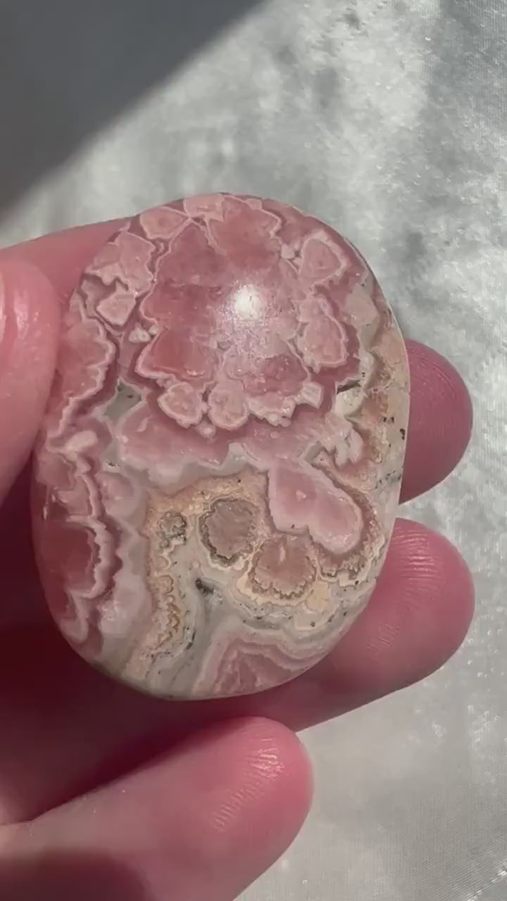 Rhodochrosite Palm Stone with Gorgeous Banding