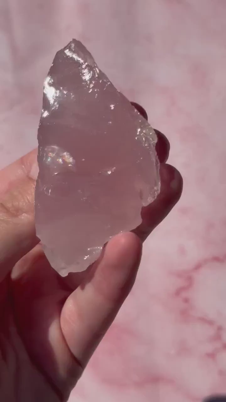 Gorgeous High Quality Rose Quartz Chunk with Rainbows from Brazil | Raw Rose Quartz