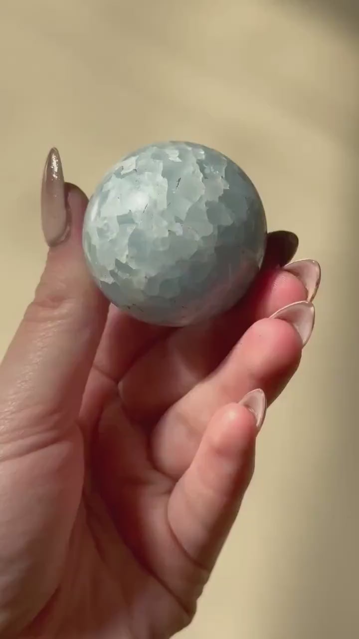 Beautiful Blue Calcite Sphere | 40mm Blue Calcite Crystal Ball