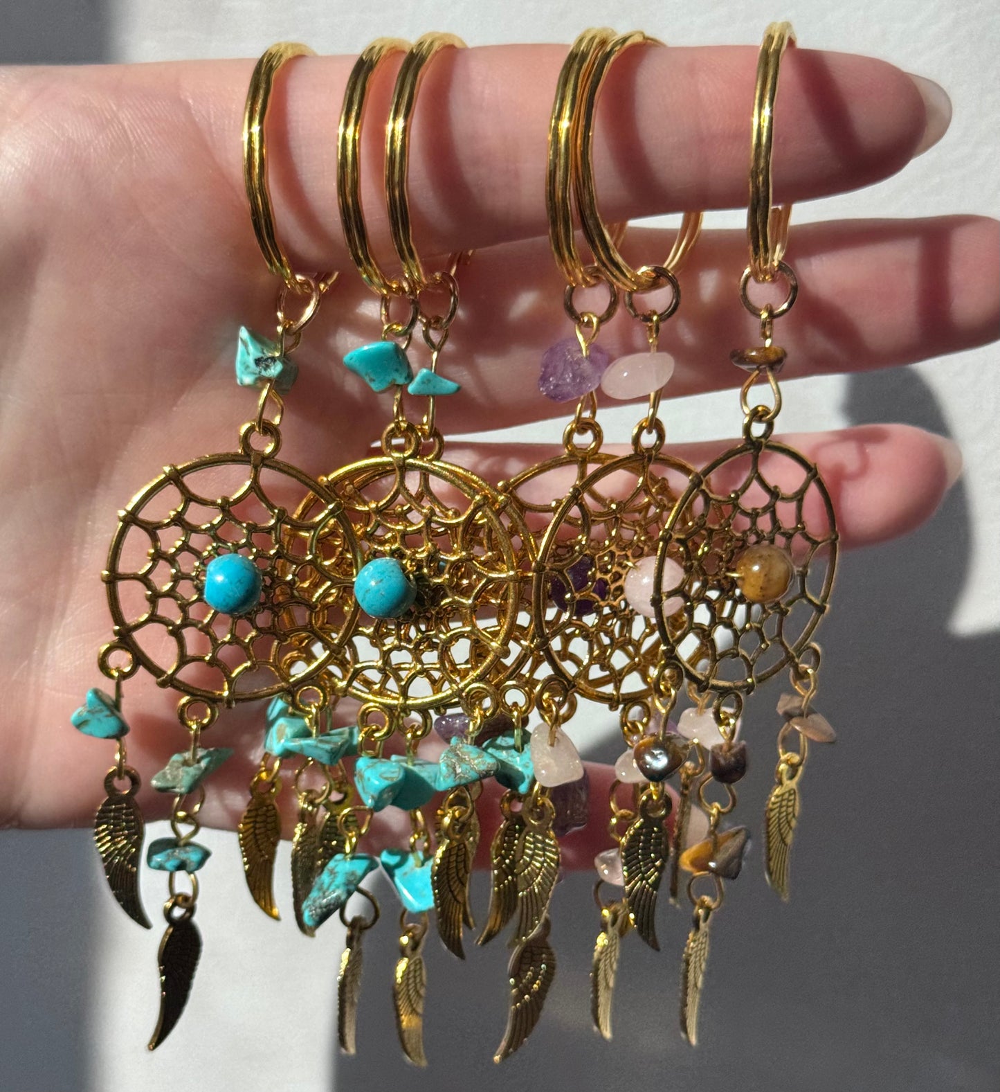 Gemstone Dream Catcher Keychains