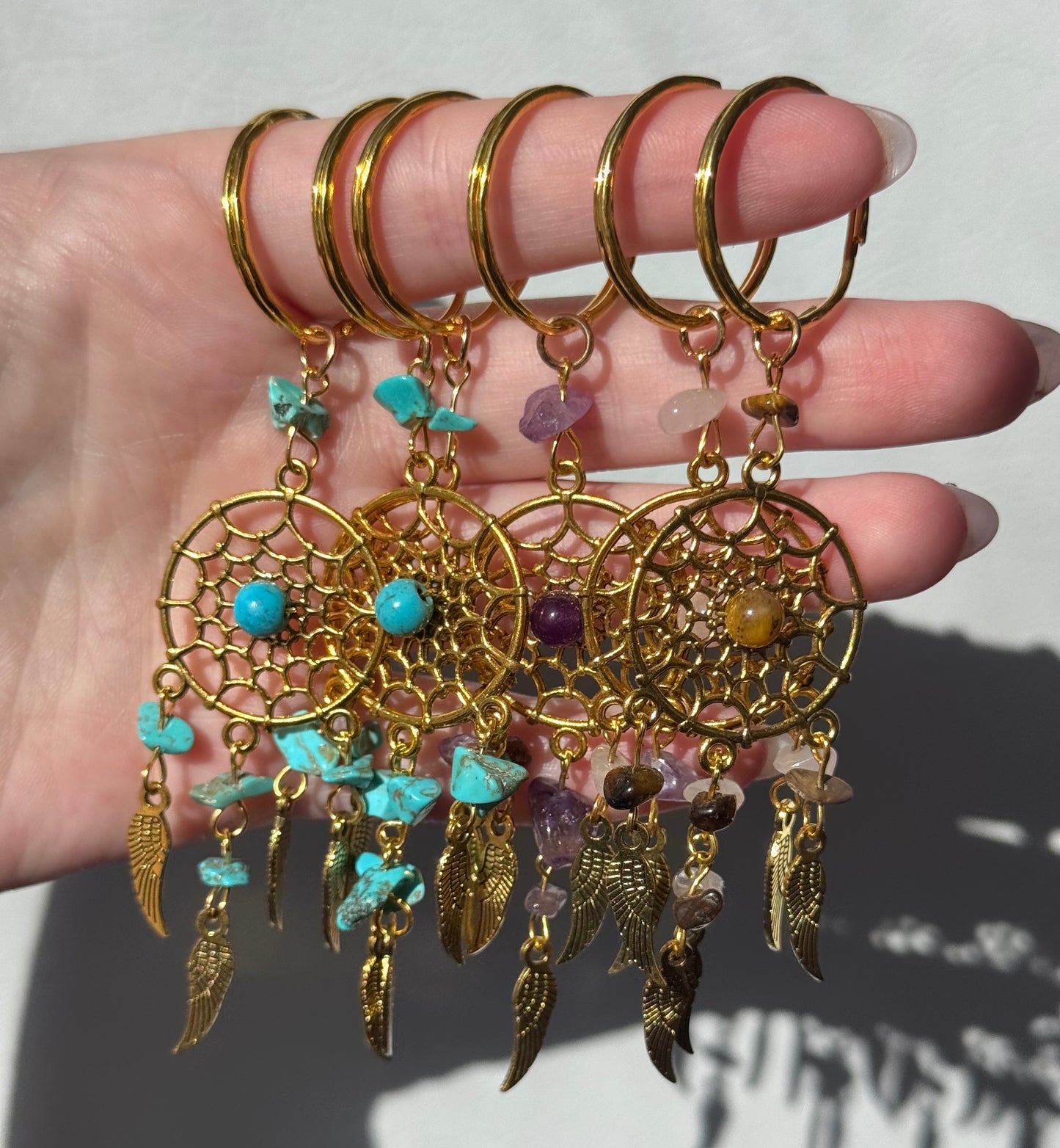 Gemstone Dream Catcher Keychains
