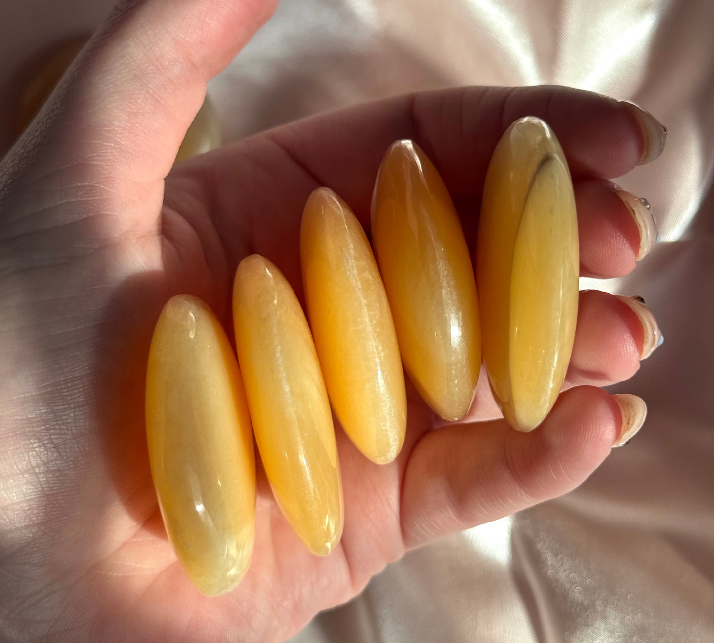 Beautiful Orange Calcite Round Flat Stones | Intuitively Chosen