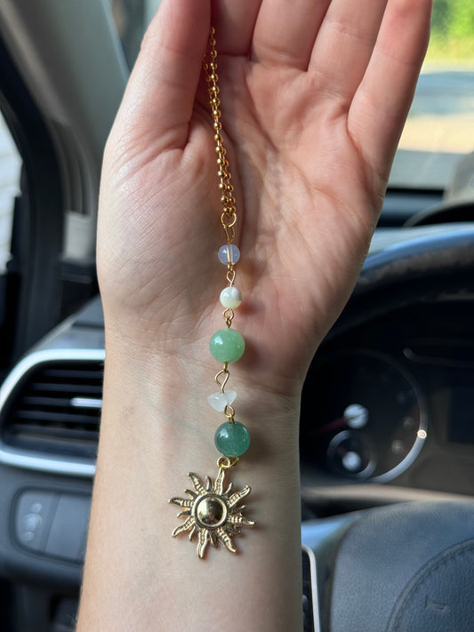 Green Aventurine Rearview Mirror Charm