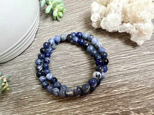 Creativity & Communication Bracelet Sodalite Bracelet 6mm Throat Chakra Gift for Her Gemstone Jewelry Genuine Sodalite Beads Clarity Seeking