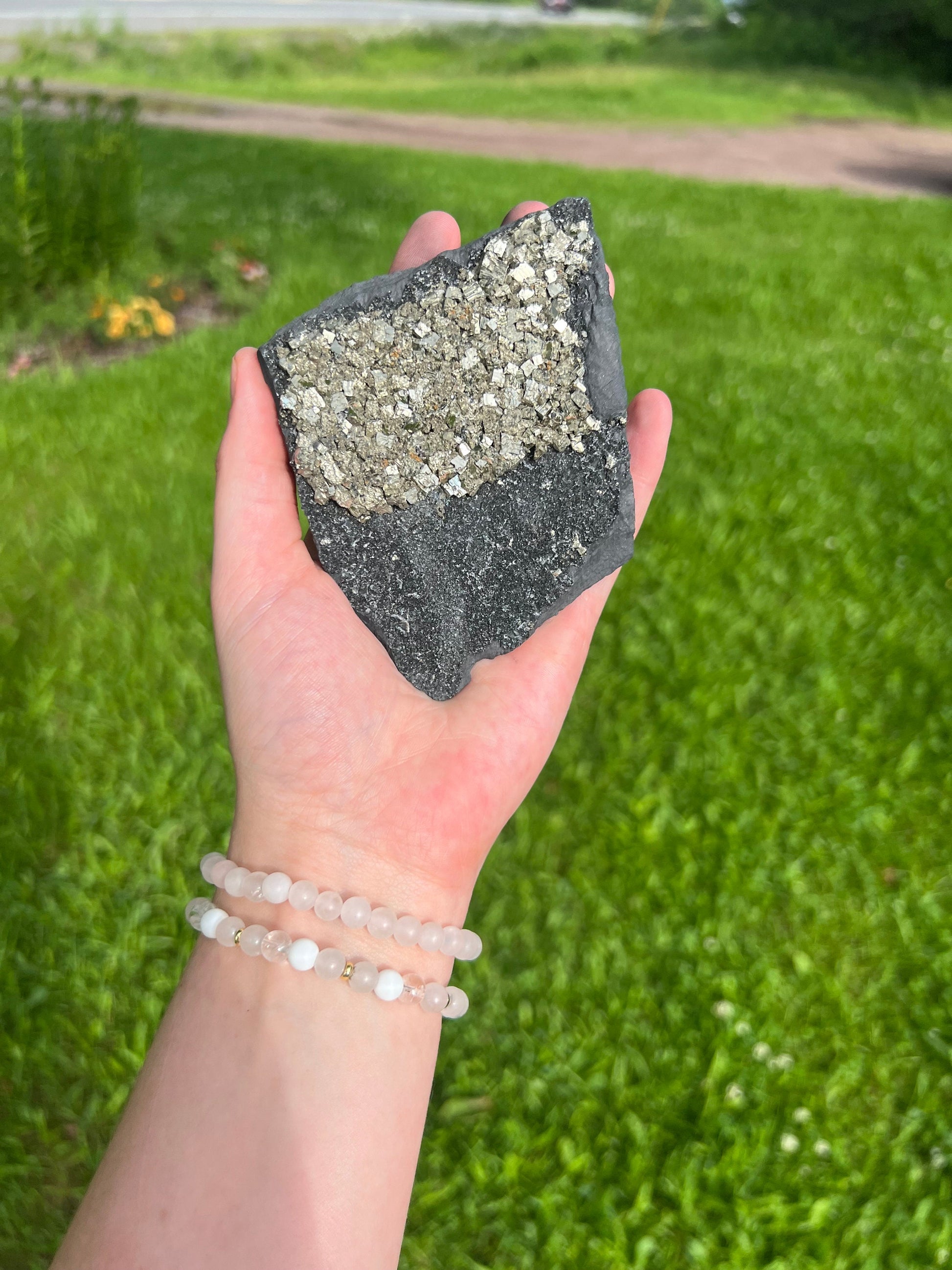 Pyrite on Basalt Crystal Specimen Rare Find Specialty Crystal Collectors Item Gift box Gift basket Natural Gemstones High Grade