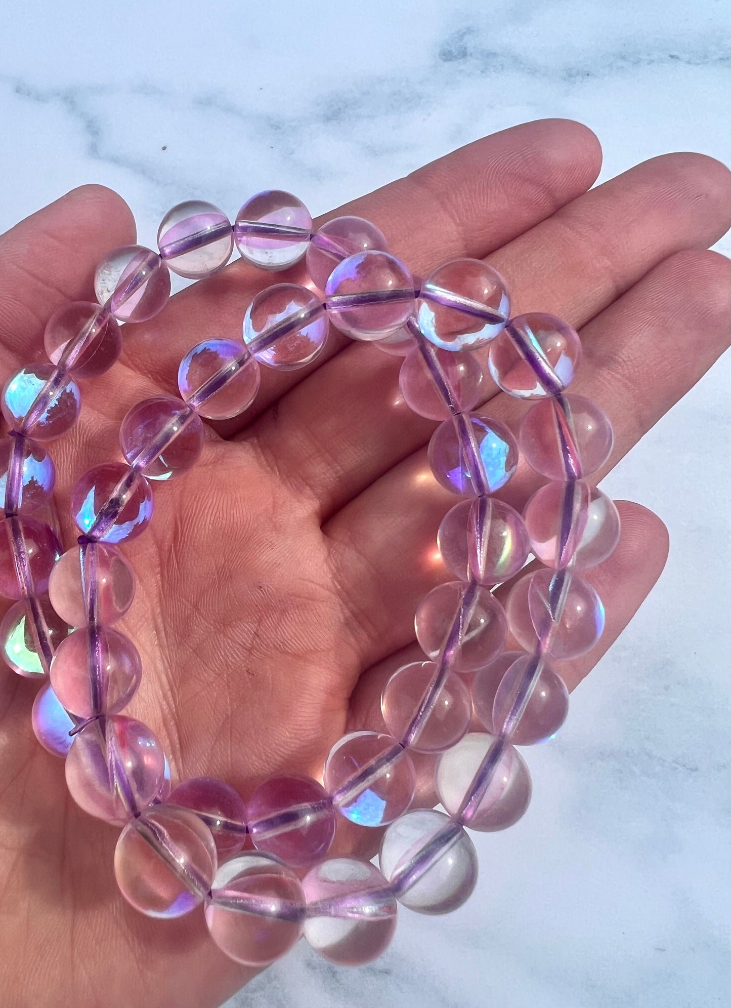 Aura Clear Quartz Bracelets 10mm & 5mm beads High Quality Clear Quartz Handmade Gemstone Bracelet Healing Crystals Jewelry Gift for her
