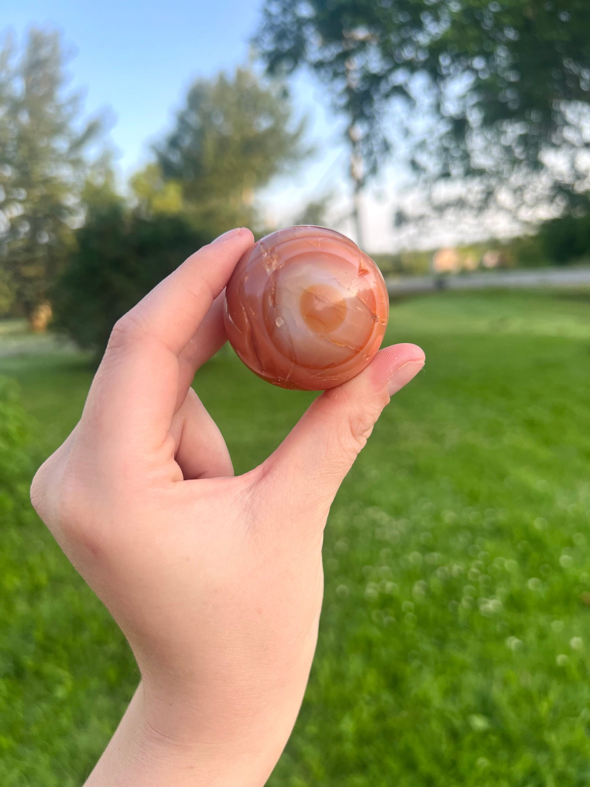 Carnelian Sphere Banded Natural Gemstone 2” Genuine Crystal Red Agate Sphere Gift bundle Gift box Reiki Cancer Zodiac