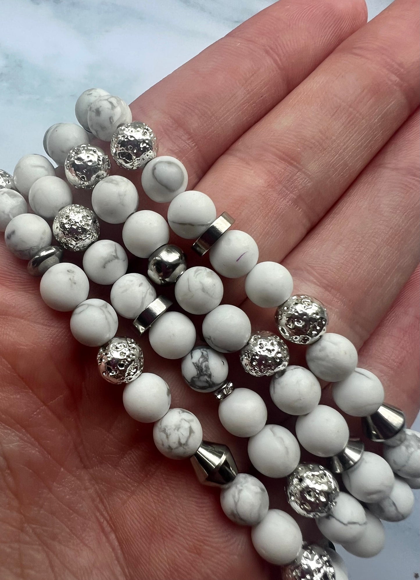 Howlite Diffuser Bracelet Handcrafted Gemstone Bracelet for Anger Essential Oil Bracelet