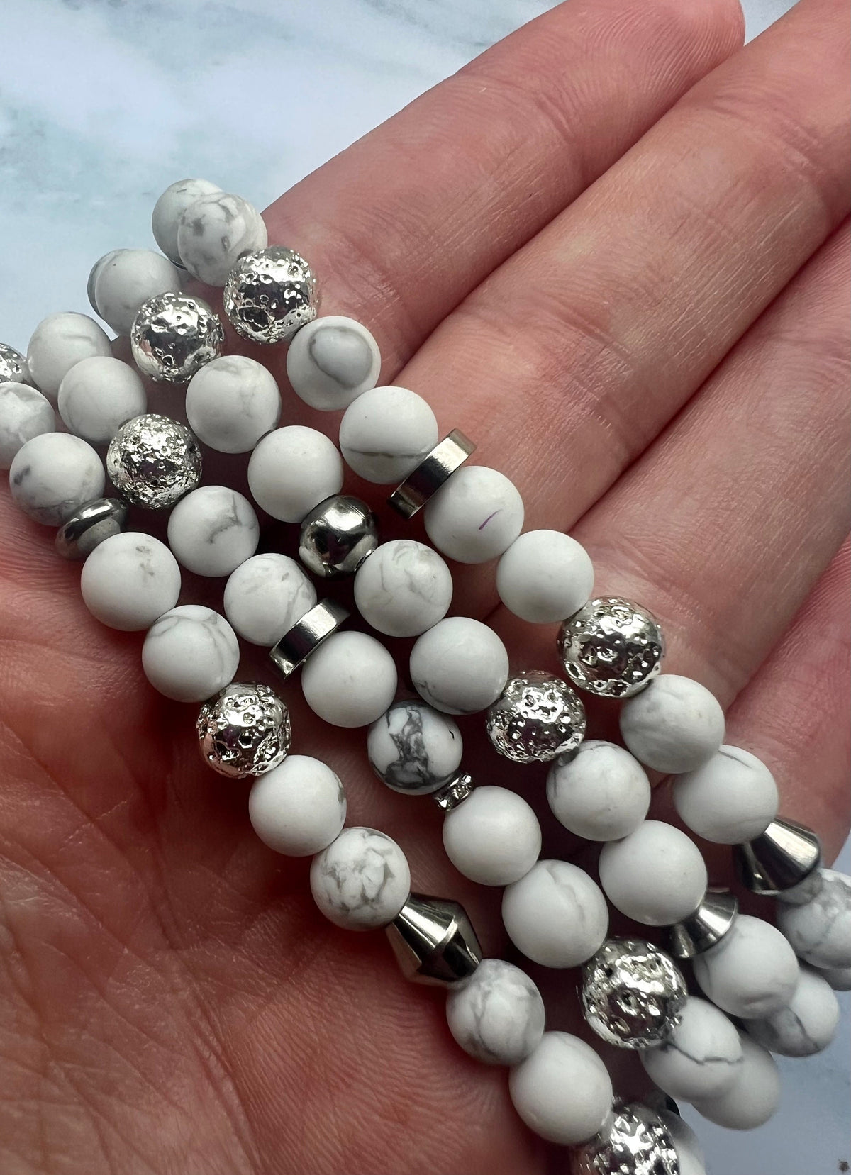 Howlite Diffuser Bracelet Handcrafted Gemstone Bracelet for Anger Essential Oil Bracelet