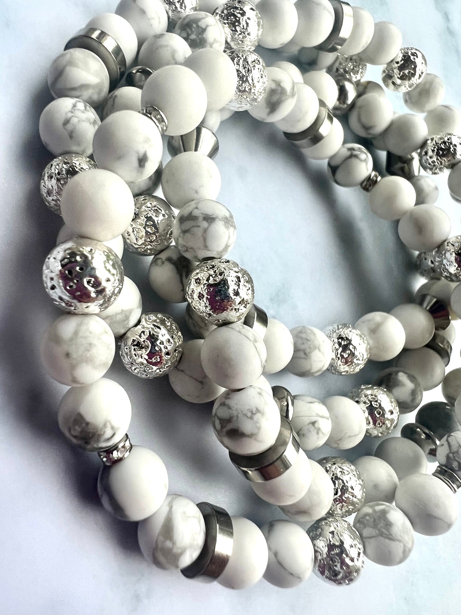 Howlite Diffuser Bracelet Handcrafted Gemstone Bracelet for Anger Essential Oil Bracelet