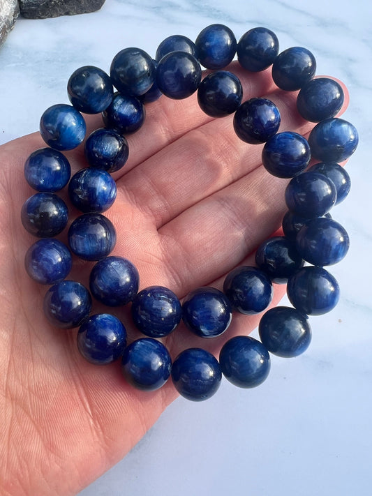 AAA Blue Kyanite Bracelet 10mm | Deep Blue Kyanite Gemstone Bracelet High Grade Kyanite