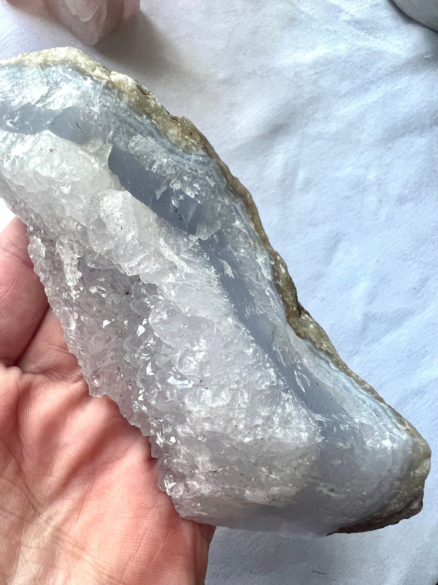 Raw Blue Lace Agate Specimen with tons of Druze Unpolished Blue Lace Agate Druzy Blue Lace Agate